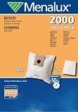 Menalux 2000 MegaPack / Duraflow Synthetik / 12 Staubbeutel / für Siemens, Bosch,VS04 - VS07, BSG04 - BSG07