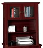 Manchester Hutch With 2 Glass Doors in Mahogany Finish By Bestar Furniture