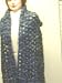 G902bb, Hand Crocheted Blue Black Mohair Large 11"x72" Scarf Suitable for Very Cold Weather.