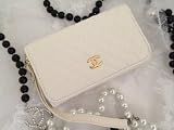 Luxury CC iPhone 4 4s White Quilted Leather & Gold Designer Wallet Wristlet Case Cover