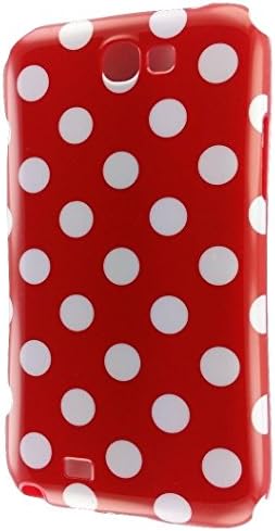 Samsung Galaxy Note 2 Thin flexible Silicone TPU Case, Protective Cover, Polka Dot Red and White