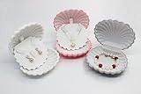 Qi Tian 1 PCS flannel flannelette shell Shape Ring Earring Ear Stud Necklace Jewelry Gift Display Box Case Container Holder Christmas (S, White)
