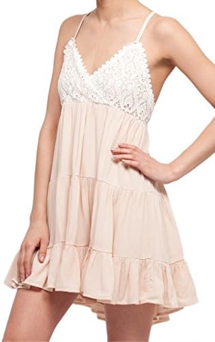 Equivida Boutique Crochet and Gauze Babydoll Dress with Low Back