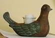 Metal Bird with Green Wings Votive Candle Holder