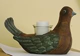 Metal Bird with Green Wings Votive Candle Holder
