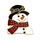 Hand enameled snowman and cardinal brooch