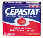 Cepastat Oral Anesthetic Lozenges Cherry Flavor - 18ea