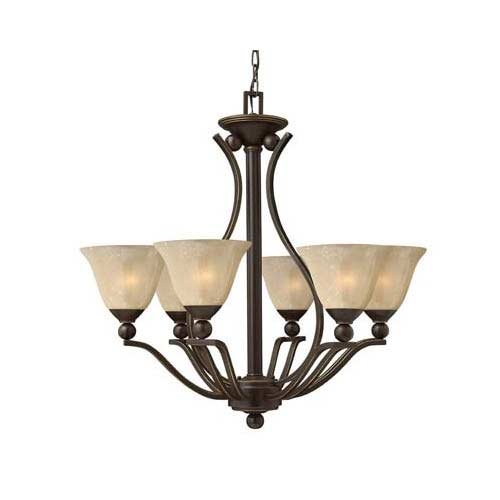 Hinkley Lighting 4656OB Bolla 6 Light Single Tier Chandelier in Olde Bronze with Champagne Rust Seedy glass Hinkley Lighting 4656OB Bolla 6 Light Single Tier Chandelier in Olde Bronze with Champagne Rust Seedy glass