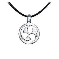 Black Leather Adjustable Pewter Tribal Blade Necklace