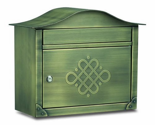 Architectural Mailboxes Peninsula Wall Mailbox, Antique Brass Embossed"