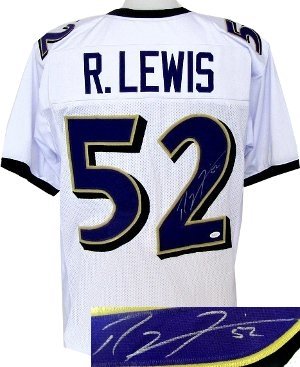 Ray Lewis Autographed/Hand Signed Baltimore Ravens White Prostyle Jersey- JSA Hologram