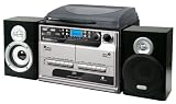 Steepletone SMC386 - SILVER - USB Recordable 5-in-1 Music System, with 3 Speed Turntable (MP3 USB Turntable), CD Player, MW-FM Radio, Twin Cassette Player And Recorder (Tape to Tape Recording)