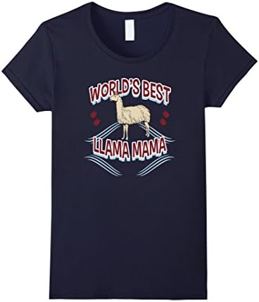Women's Worlds Best Llama Mama Shirt Small Navy