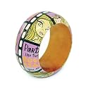 Leaf By Emma Jane Ladies Wood Bangle With "Party Girl" Pattern In Pink. Diameter 7cm.