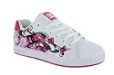 DC PIXIEFAIRY LADIES PRINTED LEATHER SKATE SHOES WHITE/PINK