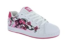 DC PIXIEFAIRY LADIES PRINTED LEATHER SKATE SHOES WHITE/PINK