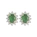 14K Yellow Gold 1/4 ct. Diamond and 7/8 ct. Oval Shaped Emerald Earrings