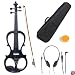 Cecilio 4/4 CEVN-1BK Solid Wood Electric/Silent Violin with Ebony Fittings in Style 1 - Full Size - Black Metallic