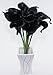 10pcs Calla Lily Bridal Wedding Bouquet Head Latex Real Touch Flower Bouquets (KC58 Black)