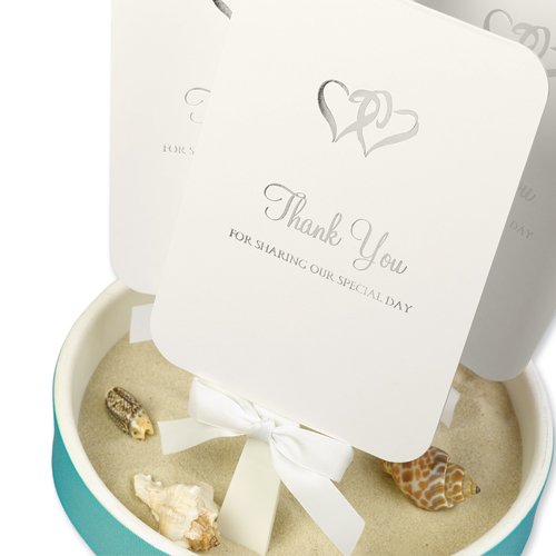 Thank You Hearts with Silver Foil Favor Fans