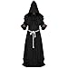 LETSQK Men's Friar Medieval Hooded Monk Priest Robe Tunic Halloween Cosplay Costume