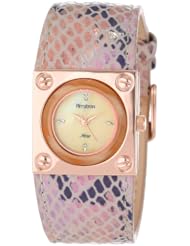 Armitron Womens 75/5079CMRGIV Ivory Snake-Skin Pattern Gold-Tone Horn Bezel Strap Watch