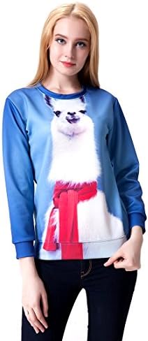 Unisex Sneak Galaxy Christmas Alpaca Sweatshirt 3D T Shirts (L)