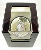Black Wood Single Watch Winder with Off White Leather Interior and 4 Program Settings Black Wood Single Watch Winder with Off White Leather Interior and 4 Program Settings