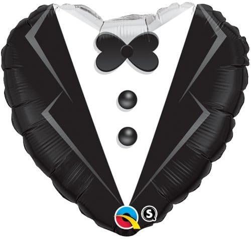 Wedding Balloons - Grooms Tuxedo Heart Shaped Foil Balloon Decoration for Reception 18" by Qualetex