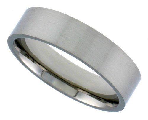Surgical Steel 1/4 (6mm) Satin Finished Comfort Fit Flat Band