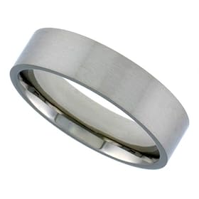 Surgical Steel 6mm Satin Finished Comfort Fit Flat Band