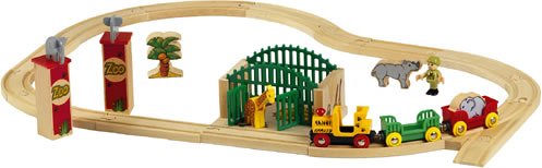 Childrens Toyshop  Toys : BRIO 33053 Wooden Railway System: Wooden Zoo Set
