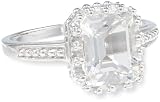 Sterling Silver 9x7 White Sterling Silver 9x7 White Topaz Emerald Cut Ring, Size 7