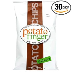 PotatoFinger Potato Chips, Barbecue, 2.5-Ounce Bags (Pack of 30)