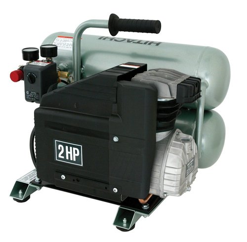 Hitachi EC12 14.5 amp 2-Horsepower 4-Gallon Oiled Twin Hot Dog Compressor