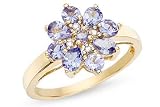 1 Carat Tanzanite and Diamond 14K Yellow Gold Ring (Limited Sizes Now Remaining)