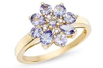 1 Carat Tanzanite and Diamond 14K Yellow Gold Ring (Limited Sizes Now Remaining)