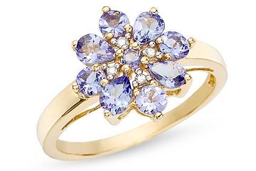 1 Carat Tanzanite and Diamond 14K Yellow Gold Ring (Limited Sizes Now Remaining)