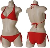 JAMAICAN STYLE Tie Halter Bikini (Red)