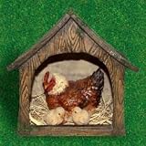 Solar-Powered, Lighted Chicken Coop with Mother Hen & Baby Chicks