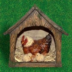 Solar-Powered, Lighted Chicken Coop with Mother Hen & Baby Chicks