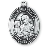 Sterling Silver St Joseph Medal and 24-inch Chain