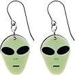 Handcrafted Alien Head Glow in the Dark Earrings
