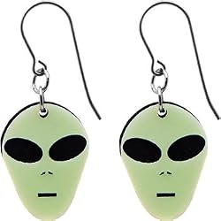 Handcrafted Alien Head Glow in the Dark Earrings