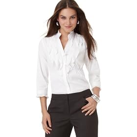 Buy Alfani Petite Shirt, Three Quarter Sleeve Ruffled