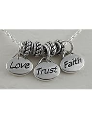 Simple Words of Inspiration "Love Trust and Faith" Necklace in Sterling Silver