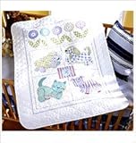Bucilla Stamped Cross Stitch Baby Quilt Kit PLAYFUL PALS