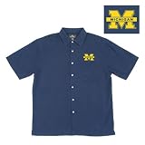 Michigan Wolverines NCAA Prevail Button Down Short Sleeve Shirt For Men (Navy)