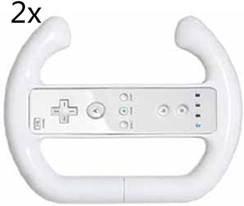 2pcs Mario Kart Steering Wheel for Wii White