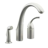 KOHLER K-10430-VS Forte Single Control Remote Valve Kitchen Sink Faucet with Sidespray and Lever Handle, Vibrant Stainless